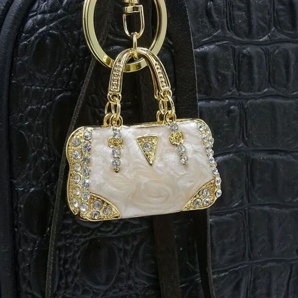 NWOT - Enamel Pink and Gold Tone Mini Handbag Purse Charms - Picture 10 of 16